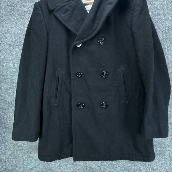 USN DSCP Quarterdeck Wool Overcoat Peacoat Mens‎ 40L Black Double Breasted - Picture 3 of 14